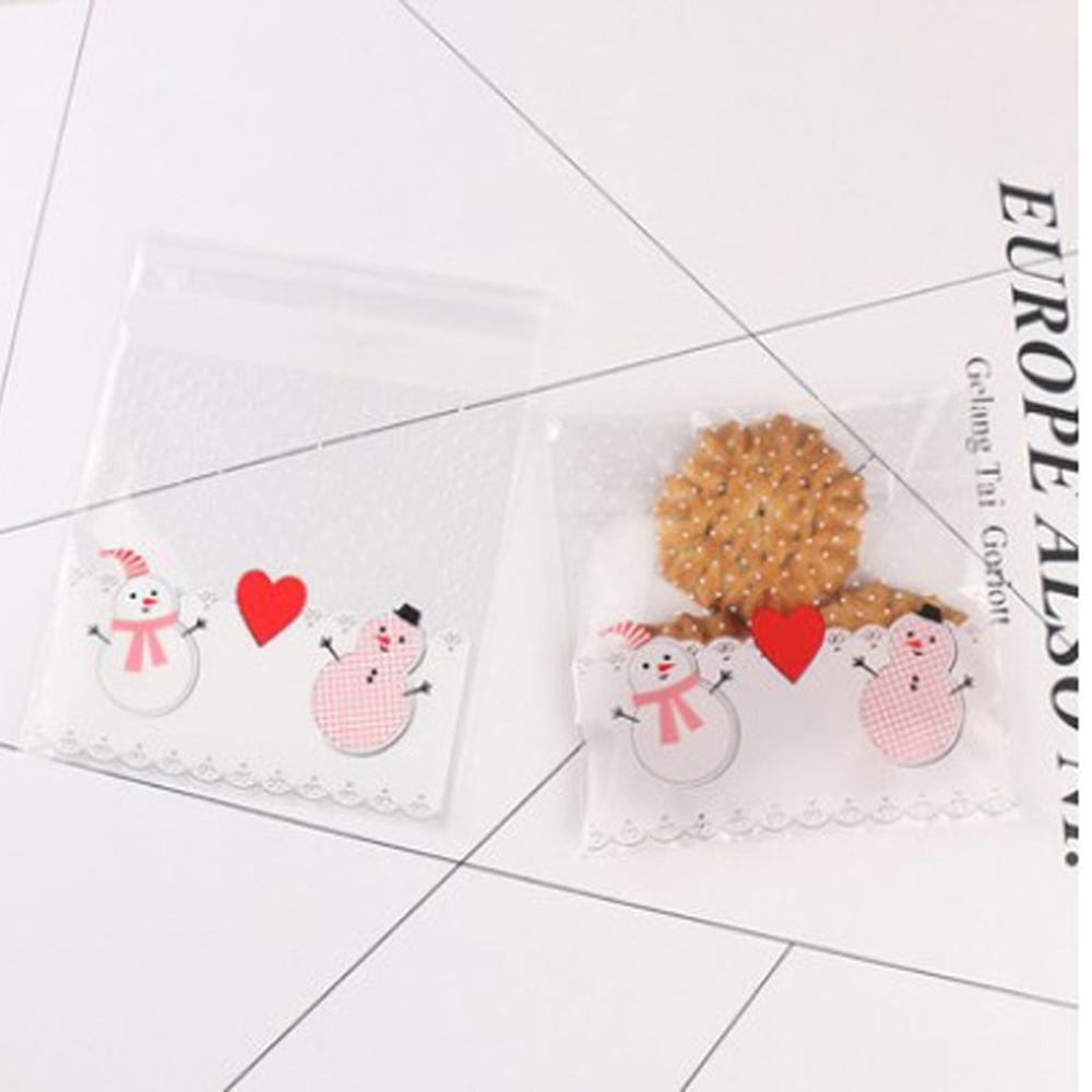 100pcs 4X6inch Merry Christmas Plastic Bag Self Adhesive Cookies Candy Bags Santa Claus Snowflake Xmas Plastic Bags TDH: Deep Blue