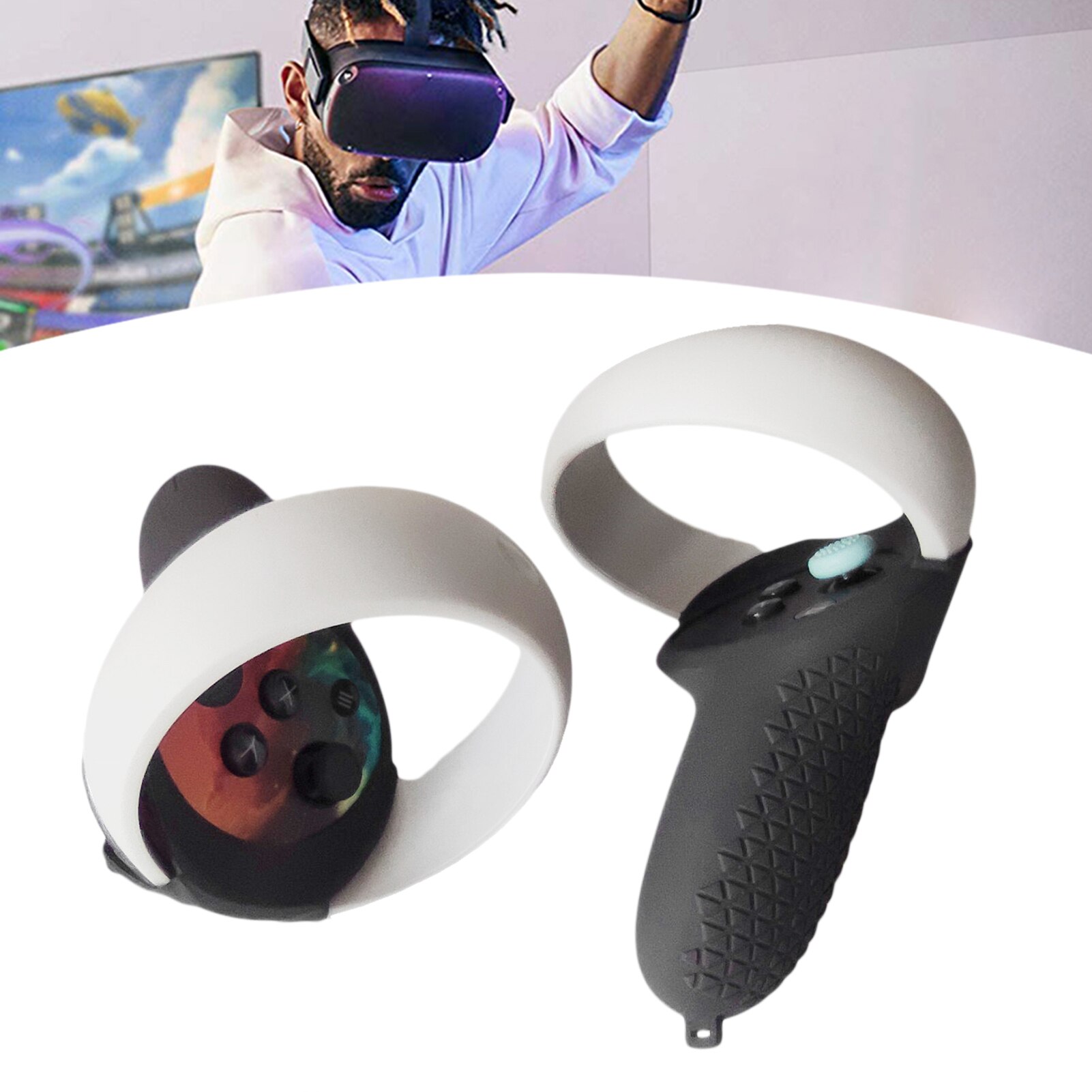 Vr Controller Case Vr Cover + Hand Cover + Thumb Knop Cap Handvat Cover Voor Oculus Quest 2 Vr Controller accessoires