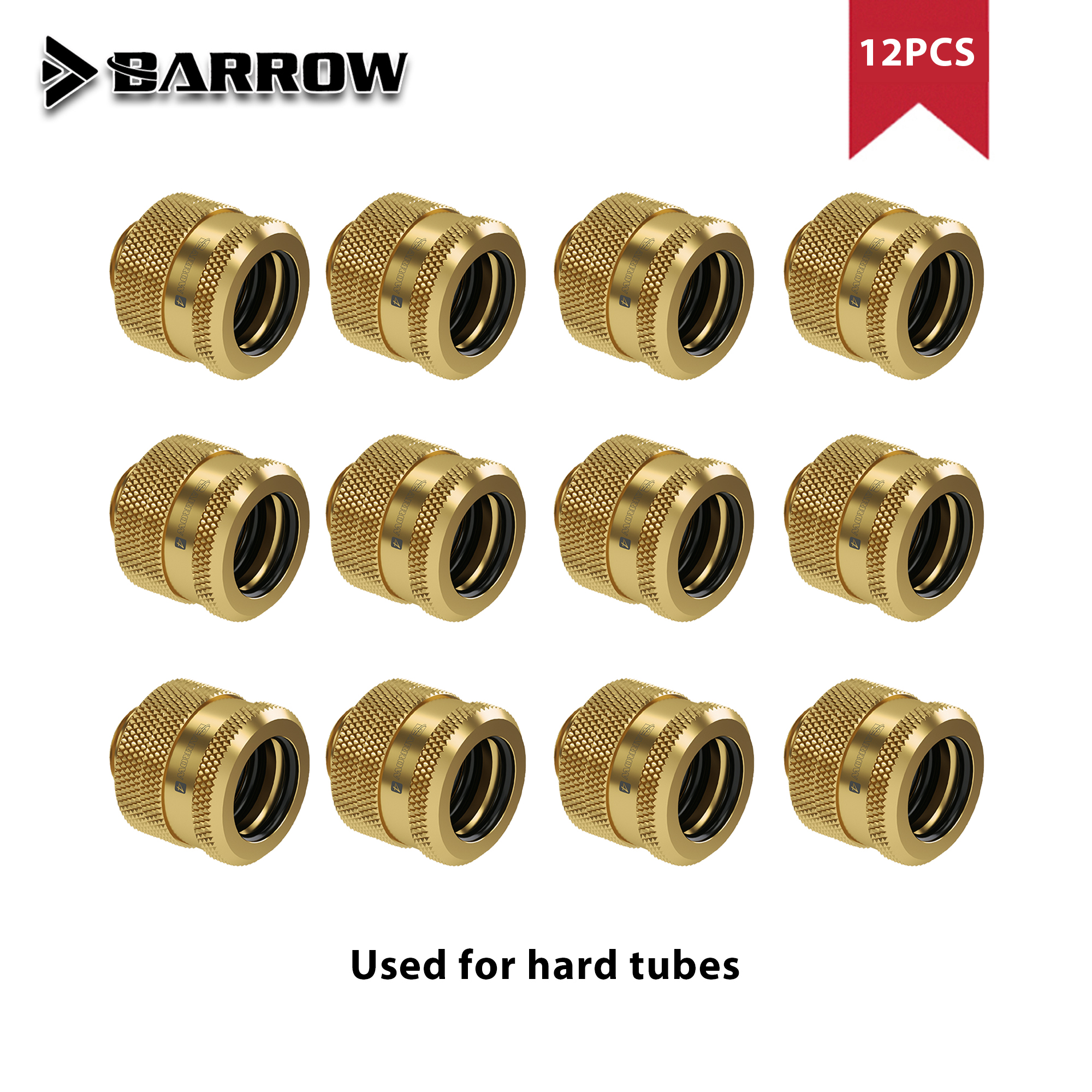 Barrow 12-teiliges G1/4-Zoll-Gewinde, Außendurchmesser 12/14/16 mm, Hartrohr-Fitting-Set, Anti-Off-Adapter, Kompressionsanschluss für Computer-Wasserkühlung: Braun / SPEC 3