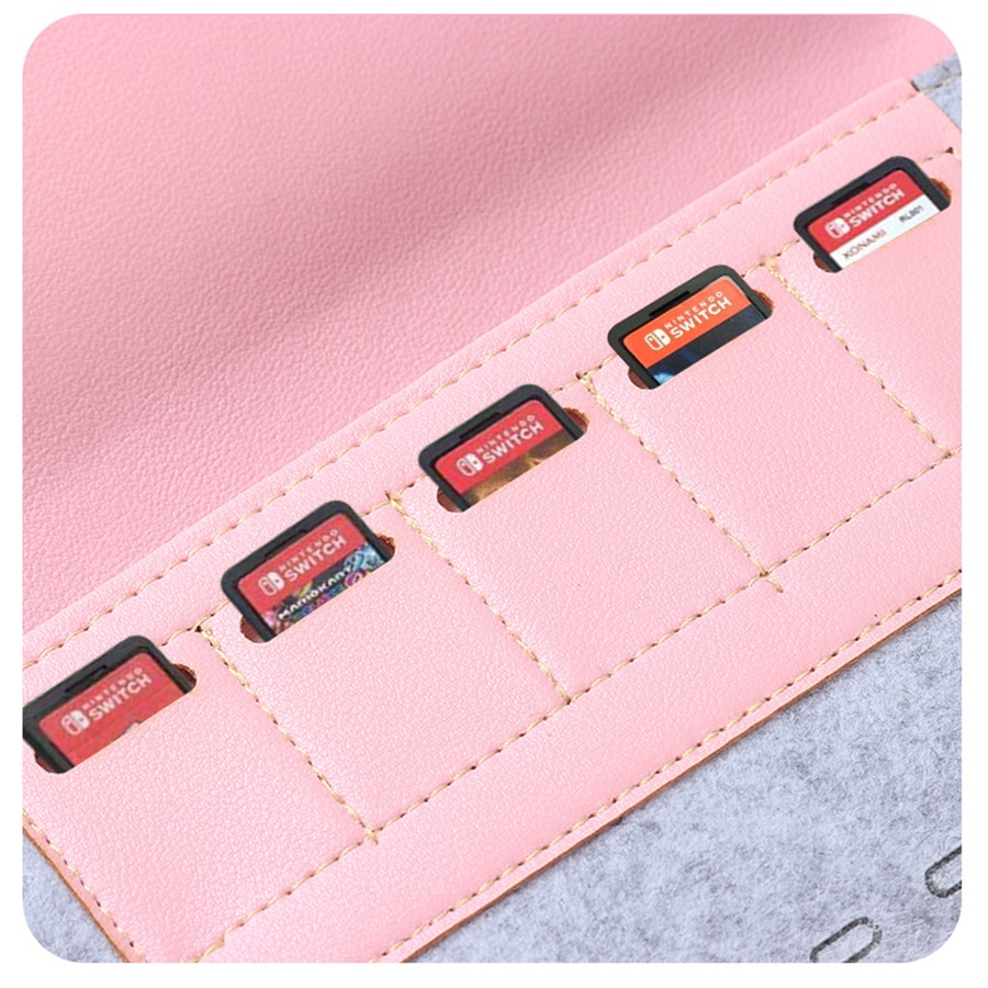 Funda protectora para Nintendo Switch Lite, bolsa de hombro de almacenamiento suave para Mini NS Switch Lite, 5 ranuras para tarjetas de juego, bolso Rosa bonito