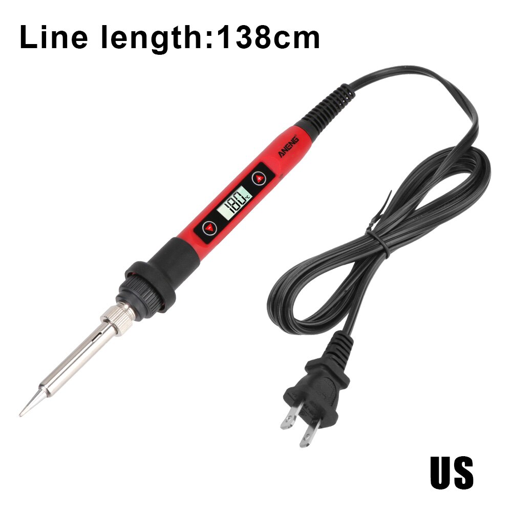 Electric Soldering Iron Soldering Iron Adjustable Temperature LCD Display Welding Repair Tools 60W Handle Heat Pencil: US Plug
