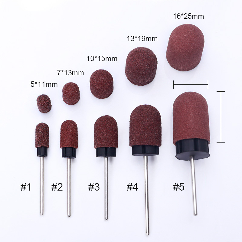 Ponçage dédié tête de meulage des ongles polissage bouchons de sable Art des ongles perceuse Multi taille électrique pédicure Nail Art manucure outil 5 pièces