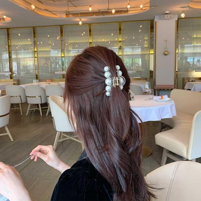 Hangzhi koreanske perler hårkløer store hårspænder hovedbeklædning hårnåle krabbe hårklemmer til kvinder piger hår tilbehør