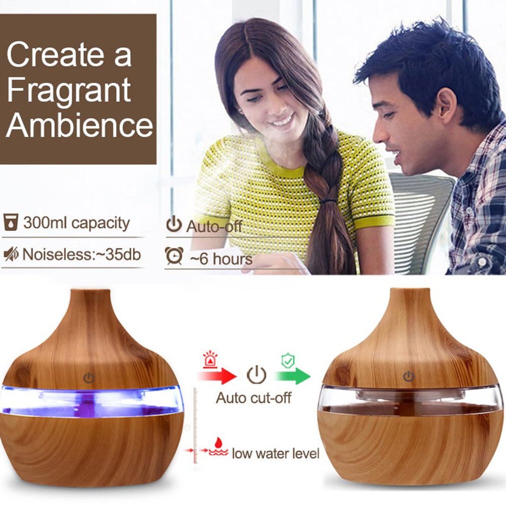 Trekorn aromaterapi usb luftfukter vanndråper luftrensing eterisk olje aroma diffuser hjemmekorn