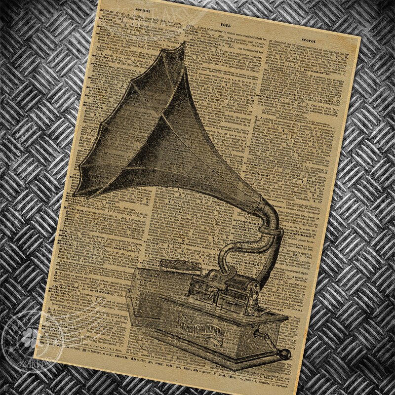 Fonograf streszczenie gazeta strona plakat w stylu klasyczny retro stary obraz bar klub salon dom ściana Sztuka zdjęcie zdjęcie 42x30cm: URC66