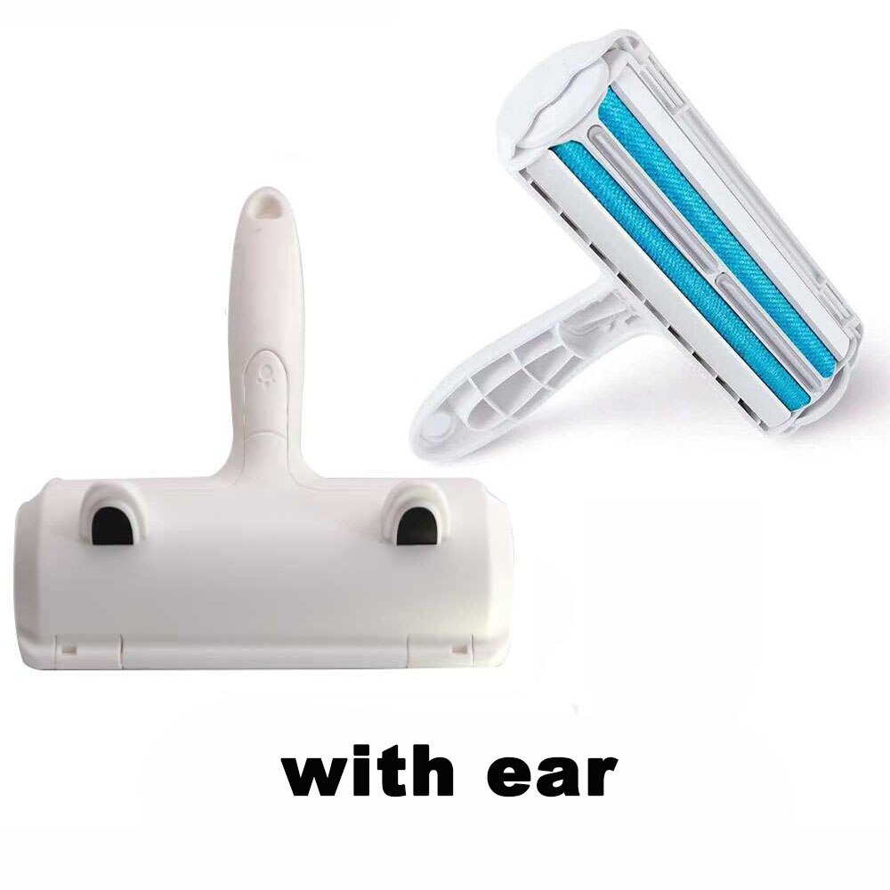 2-Way Pet Hair Remover Roller Pluisjes Verwijderen Borstel Hond Kat Bont Kleding Tapijt Reinigingsborstel Fuzz Scheerapparaat Huisdier kam Gereedschap Accessoires: blue with ear