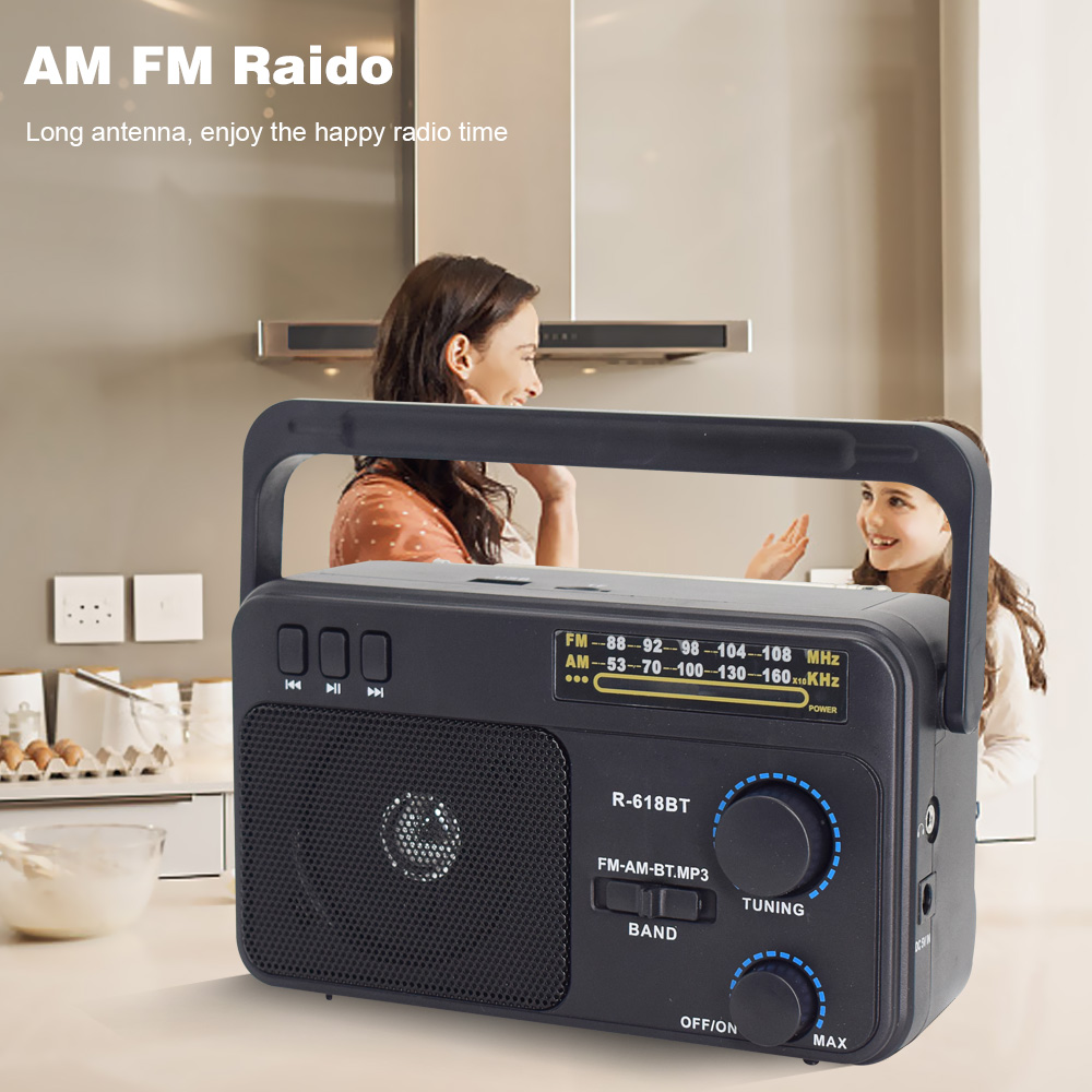 Radio AM FM Transistor Short Wave Radio Powered by 3V Two Battery or Home, Large Knob, Odpowiednie do użytku wewnątrz i na zewnątrz