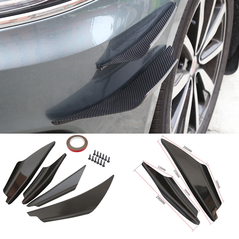 4 stuks/set carbon look carrosserie spoiler canards valence kin voorbumper lip diffuser splitter vinnen