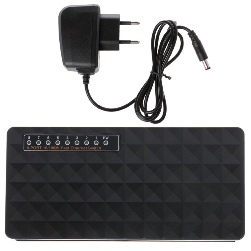 Mini LAN POE Ethernet Network Desktop Switch 8 Port 10/100Mbps Fast Hub Network Switch Hub Adapter High Performance: EU  Plug