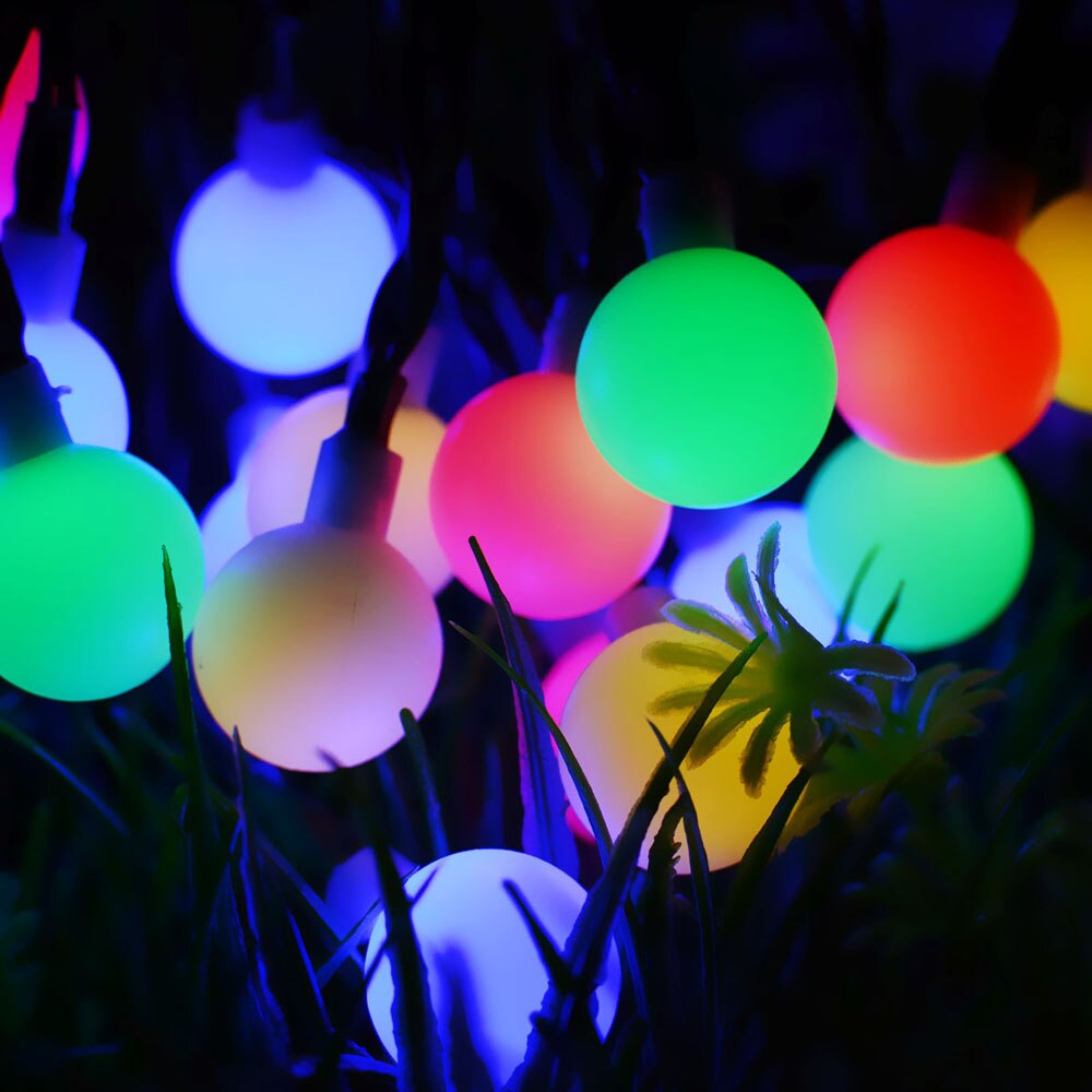 String lights guirlande globe festoon ball lampe bryllup væg udendørs fest dekoration haven gade julebelysning: Rgb