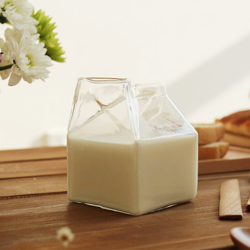 Platz Hohe Temperatur Glas Milch Kasten Kreative Glas Tasse Ernährung Frühstück Tasse Mikrowelle