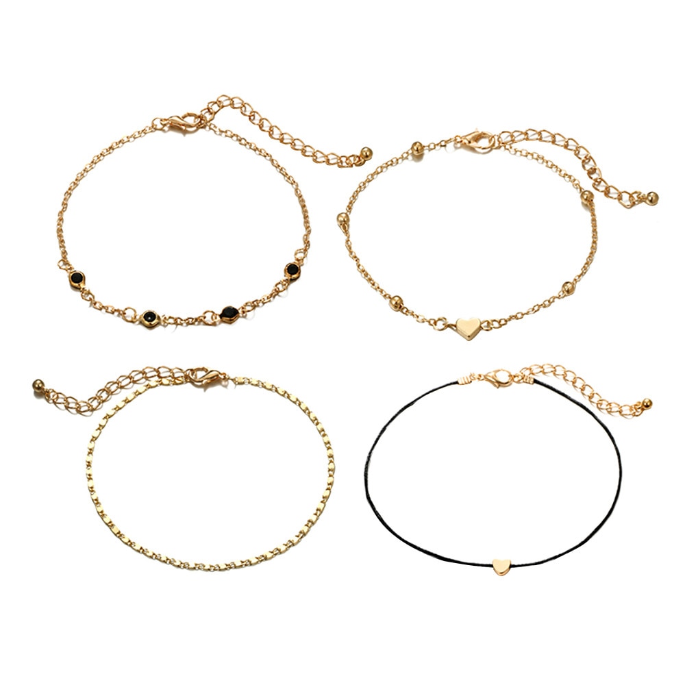 Damen Explosion Armband Geometrische Einfache Liebe Pfirsich Herz String Metall Kette Vier-stück Armband браслет мужской #40