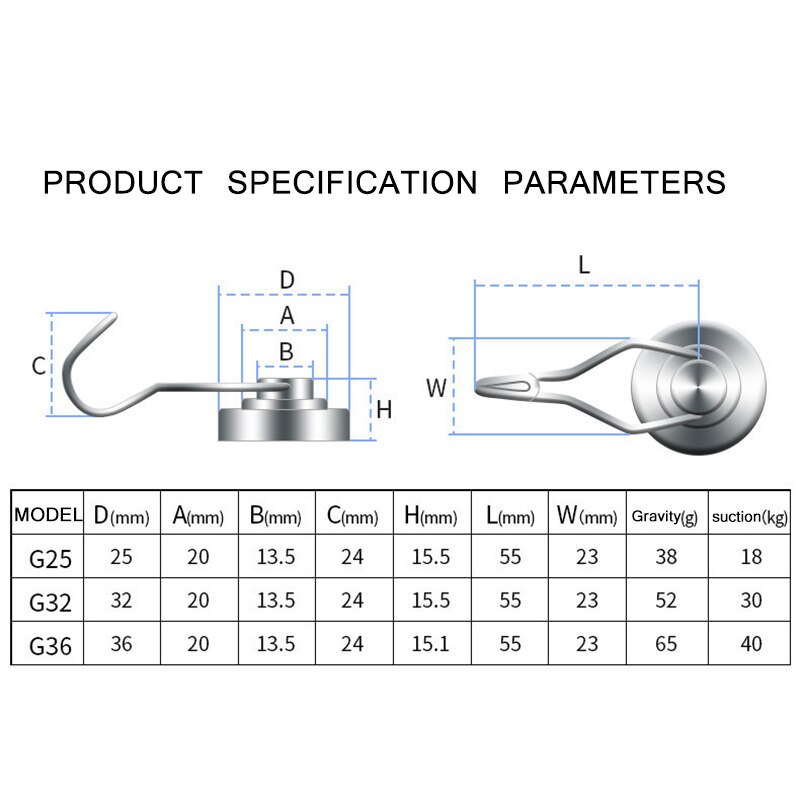 Gorąca sprzedaż mocny haczyk z magnesem s haczyki magnetyczne, silny magnes neodymowy hak robić kuchni, miejsca pracy, biura i garażu Multi magnes