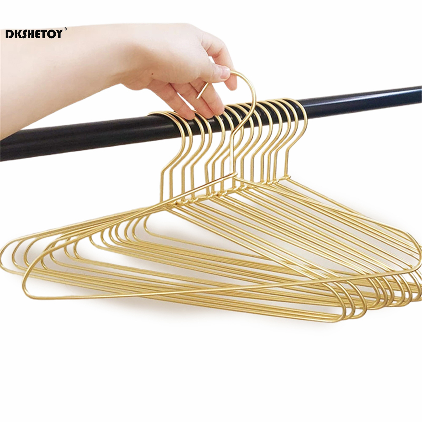 Delicate Metal Clothes Hangers Silver Gold Lightweight Sturdy Clothing Coat Hanger for Hanging Shirts T-Shirts Blouses: Dark Khaki