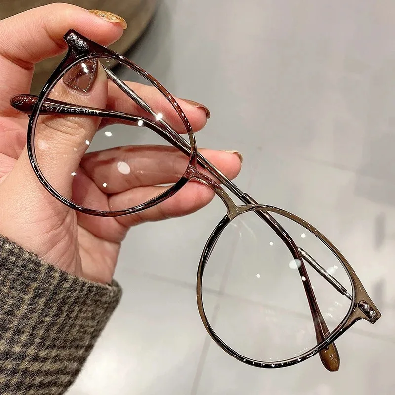 Retro anti-sininen valo lasit naisten miesten pyöreät kehykset tietokoneen lukulasit vintage ylisuuret optiset silmälasit