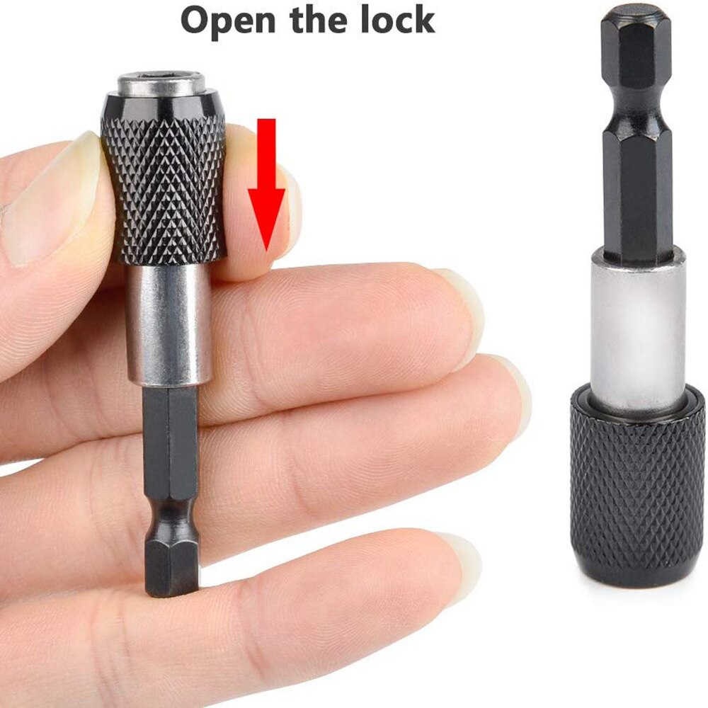Oauee 1/4 Inch Hex Shank Quick Release Screwdriver Magnetic Bit Holder with Adjustable Collar Bar 60mm 100mm 150mm