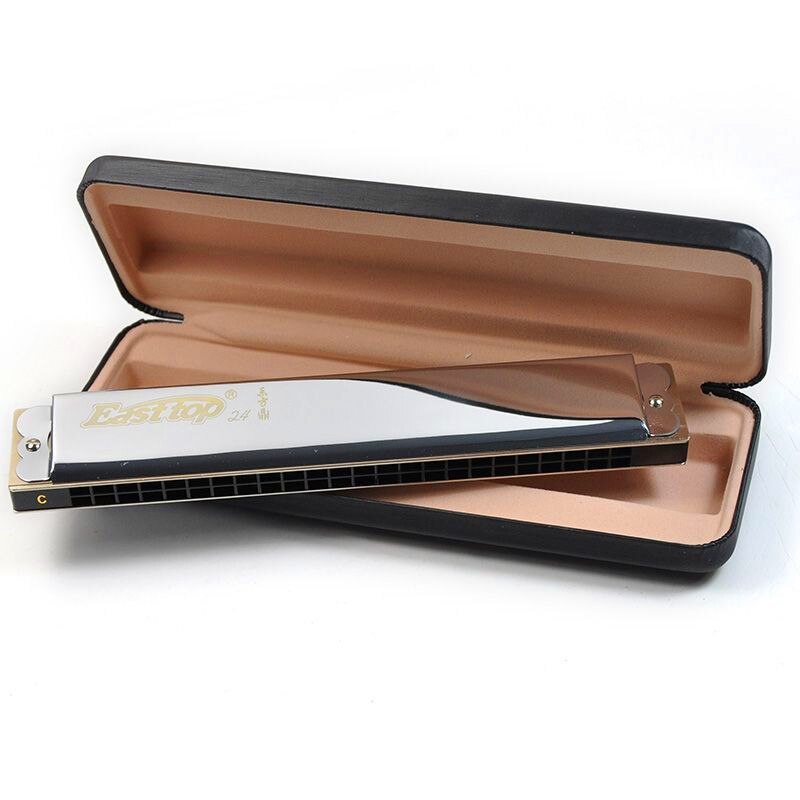 T2406 Easttop 24 Hole Tremolo Harmonica Musical Instrument Harp C Key Mouth Ogans Harmonizer Music Instrument Tremolo Harmonica