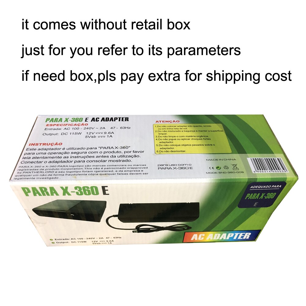 För xbox 360e nätadapter adapter tegel laddare us eu plug kabel sladd för xbox 360 e konsol x -360 e ström laddare 1- port