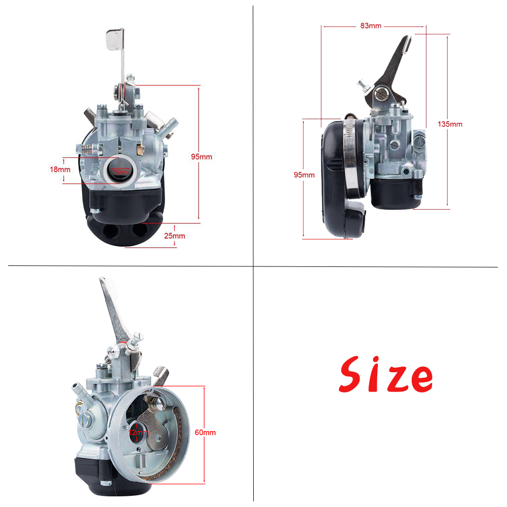 Carburateur de moto pour Dellorto Vegaser SHA14.12L Sha 14 moteurs 12 CM CM46 CM moteurs CM 80 CM90 Mofas cyclomoteur Mokick Scooter