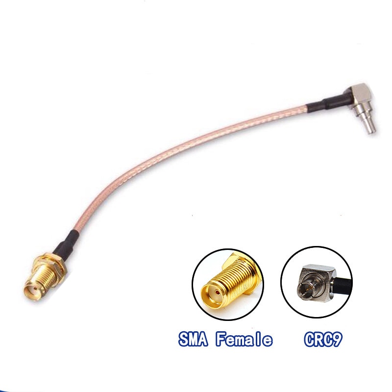 Sma hunn til crc 9 hann rettvinklet kontakt  rg316 grisehale kabel 15cm 6 &quot; sma-k/crc 9- jw