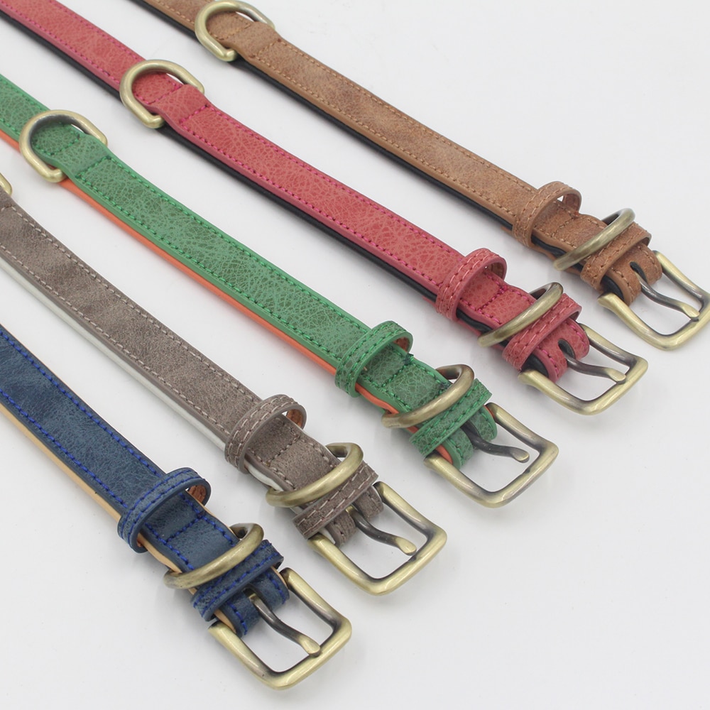 Cuero de PU cuello de perro cuello duradero para perros pequeños/medianos Bulldog cachorro de perro suministros productos accesorios de mascotas collar perro