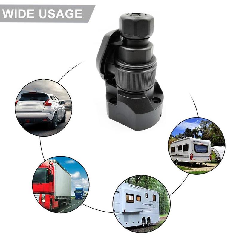 EU Practical Car Styling Motor Home Accessories Black Plastic Electrical Plug Sockets Camping RV Caravan 13-Pin Trailer Socket