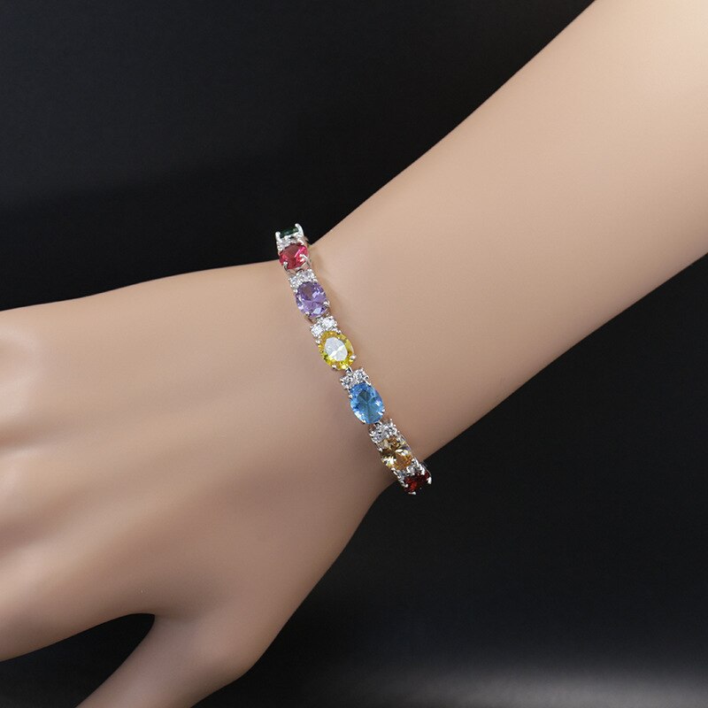 Błyszczący CZ styl boho kolor srebrny szczyt cyrkon charmsy z kryształkami bransoletki biżuteria hurtowych szybka wysyłka długość 18 + 3cm