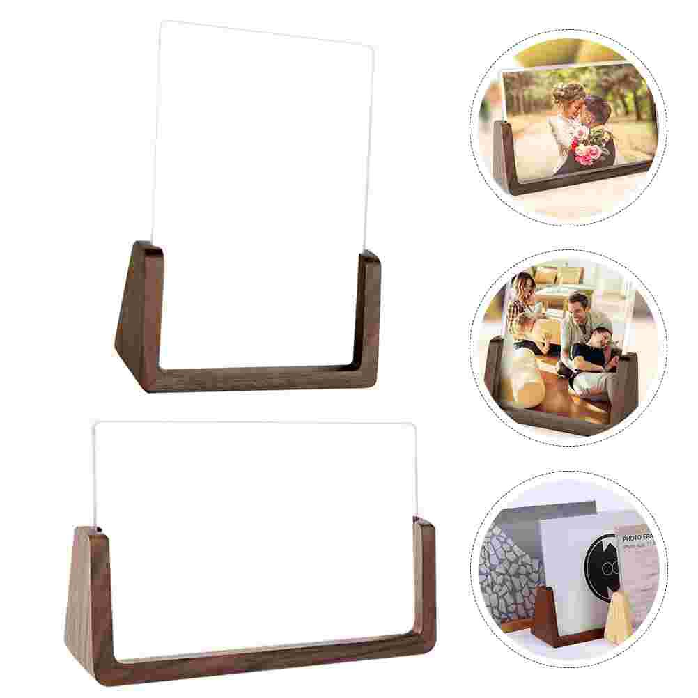1pc Photo Frame Stylish Strong Wood Photo Frame Photo Display Frame for Home: Black walnut