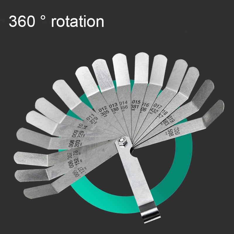 16Pcs Feeler Gauge Set Stainless Steel Foldable Feeler Gauges Measuring Tools Measuring Tools Accessories Feeler Gauge Set