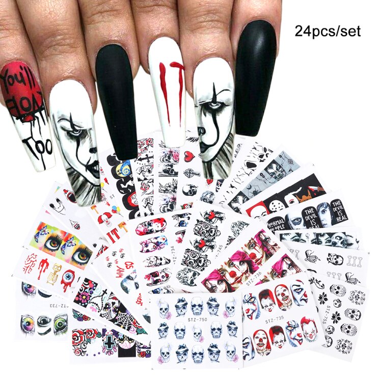 12 Stuks Jaar Stickers Voor Nagels Water Transfer Decals Manicure Art Decoratie Nail Sliders LASTZ892-905: STZ731-755 24pcs