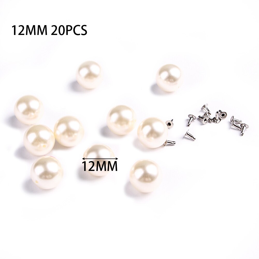 Ensemble de perles à Rivets | Perles Imitation rondes, clous à Rivets, bricolage décor de mariage, jeu de perles à Rivets, chaussures de vêtement, sac, accessoires pointes de perles 10/20 pièces