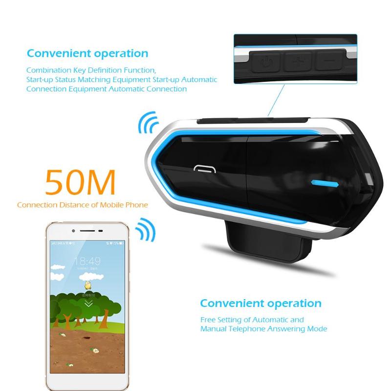 Motorcycle Helmet Bluetooth Headset Intercom Waterproof Handsfree 1km Intercomunicador Call Music FM Radio QTB35 Interphone