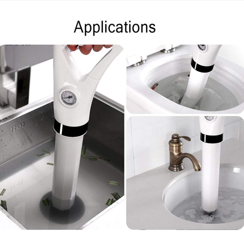 Powered By Air Inflatable White Toilet Plunger Piston Air Pressure Drainage Dredging Tools Remove Blaster Bathrooms,