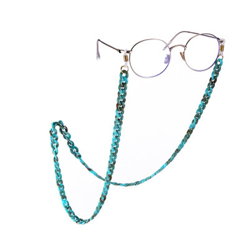 Glasses Chain Alligator Clip Crystal Sunglasses Glasses Lanyard Mask Glasses Chain Dual-use Personality Handmad: green