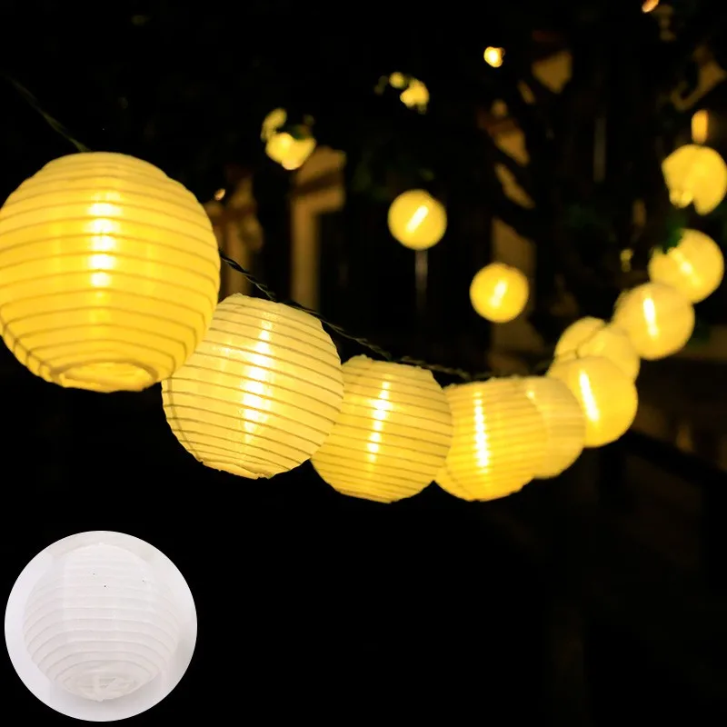 Solar Lantern String Lights Waterproof Outdoor Garland Fairy Lights Solar Powered Garden Decor Light for Christmas Wedding Party: Orange / 11-15W