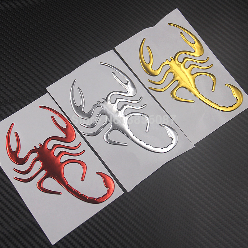 FASP Car Motorcycle Sticker Simulation Animals Bumper Retrofit Stickers Scorpions Golden silver and red