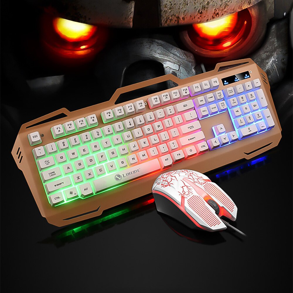 Gaming Keyboard RGB Backlit Silent Gaming Mouse Set Mechanical Keyboards Mouse Gamer Kit for Computer Game PC Laptop: square white