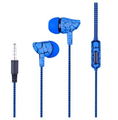 Originele In-Ear Oortelefoon Crack Gevlochten Bedraad Met Microfoon 5 Kleur Headset Hifi Oordopjes Bass Koptelefoon Oor Telefoons: Blauw