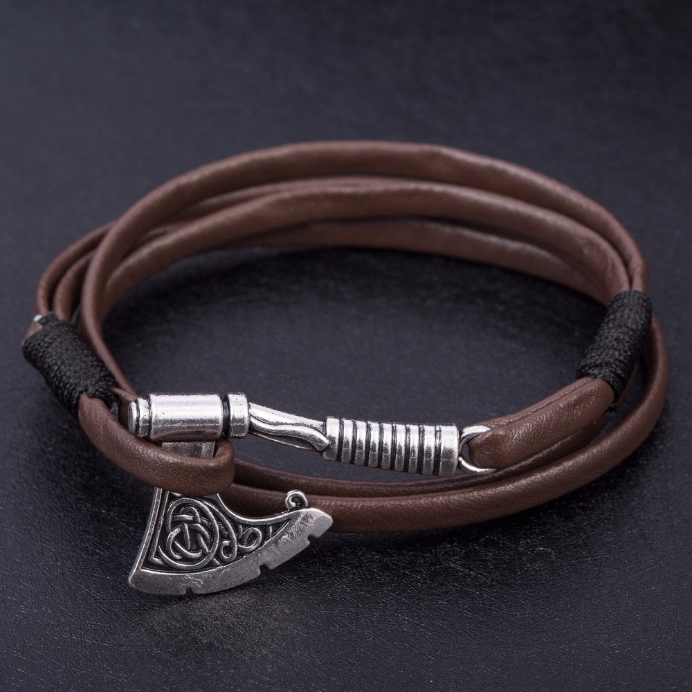 Dawapara Slawischen Perun Männer Leder armreif Armbänder Axt Wrap Armband Leder Zubehör männer Schmuck