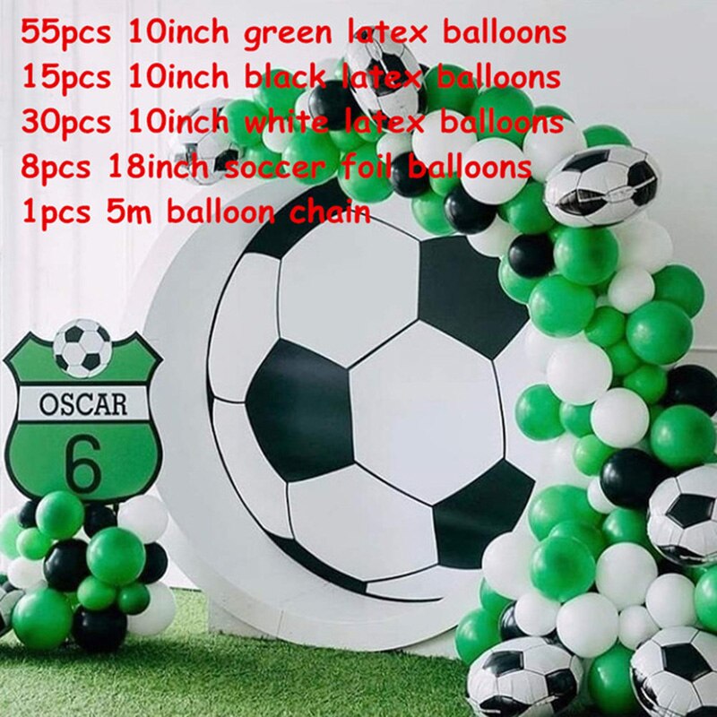 109 stk / sæt 18 tommer fodboldfest ballon krans kit sort grøn hvid latex ballon med 16ft strimler til fodbold fest dekoration: Dyb safir