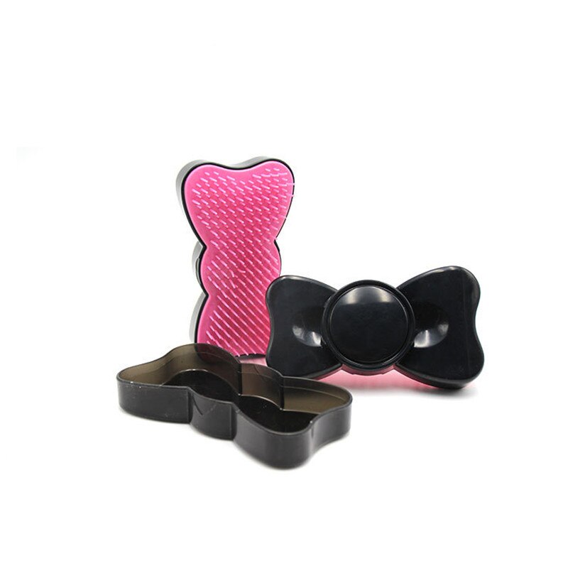 Bunte Kunststoff Haar Kamm Bogen Krawatte Gerade Haar Kamm Anti-knoten Massage: Schwarz