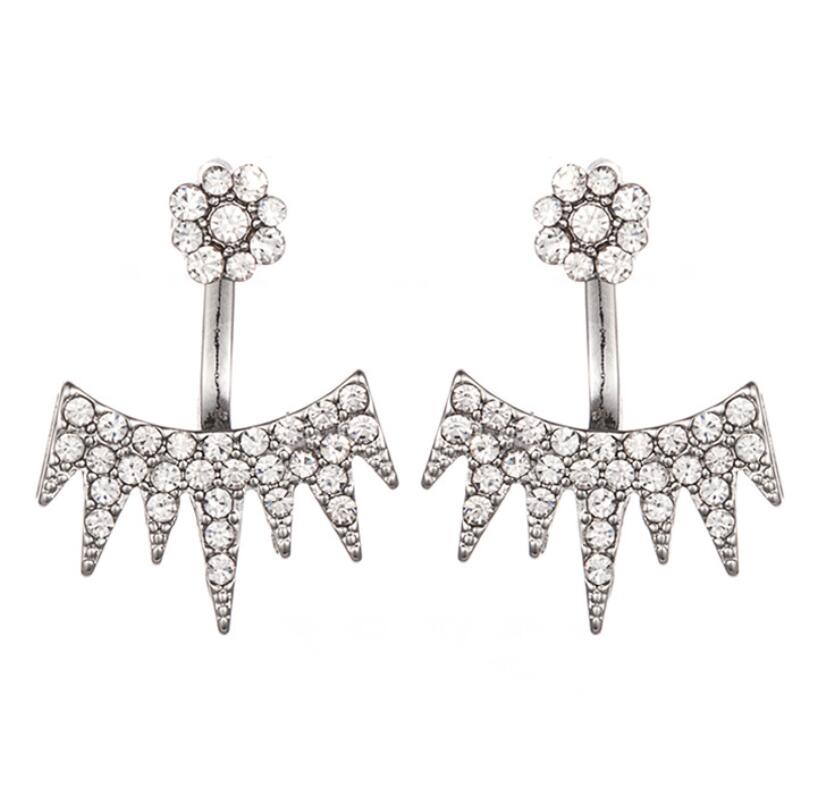 Hfarich Korean Jewelry Crystal Front Back Double Sided Earrings For Women Earring Jacket Piercing Earing Koyle