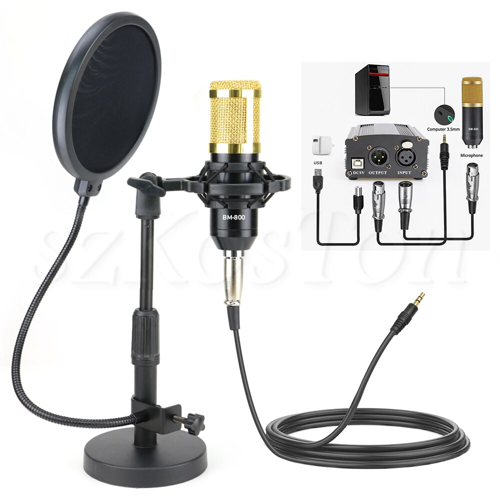 Beruf Tabletop Stehen bm 800 Mikrofon Phantom Energie BM800 Kondensator Mikrofon für PC Computer Aufnahme mikrofon Pop Filter