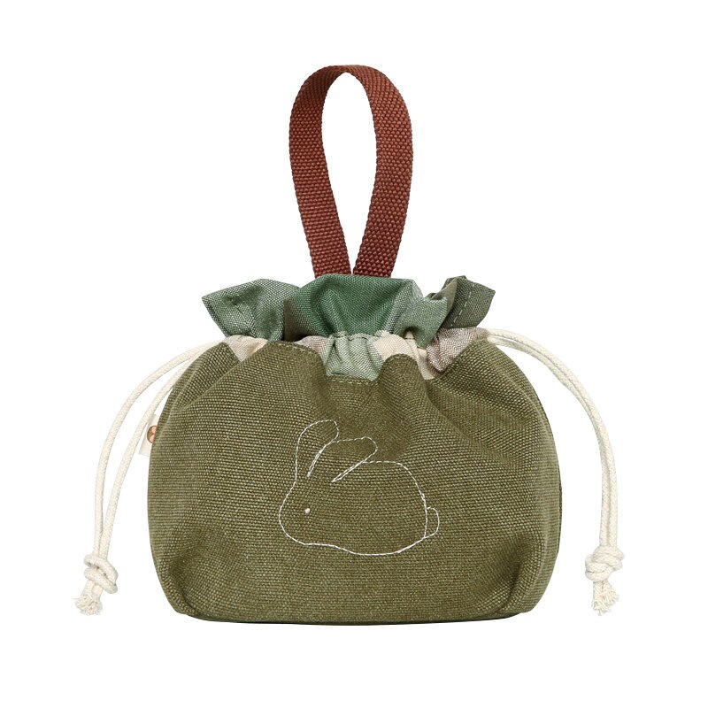 Female handbag female casual drawstring bag canvas bag girl mobile phone storage bag