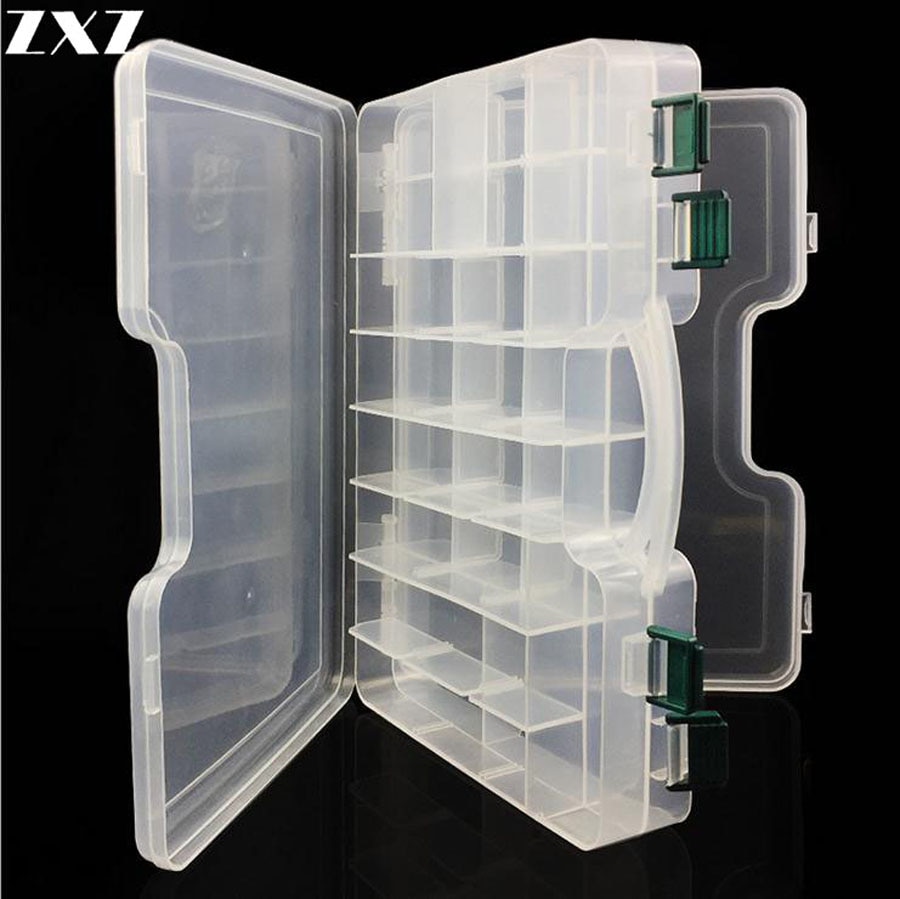 29.5*19*6 cm Grote Clear Plastic Visgerei Dozen Dubbelzijdig 14 Slots Case Aas Tool Universele vissen Lokken Box Accessoires