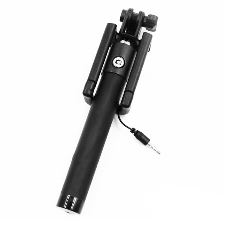 Draagbare Uitschuifbare Monopod Zelf Pole Handheld Wired Selfie Stick Voor iPhone Voor Smartphone ma12: Black