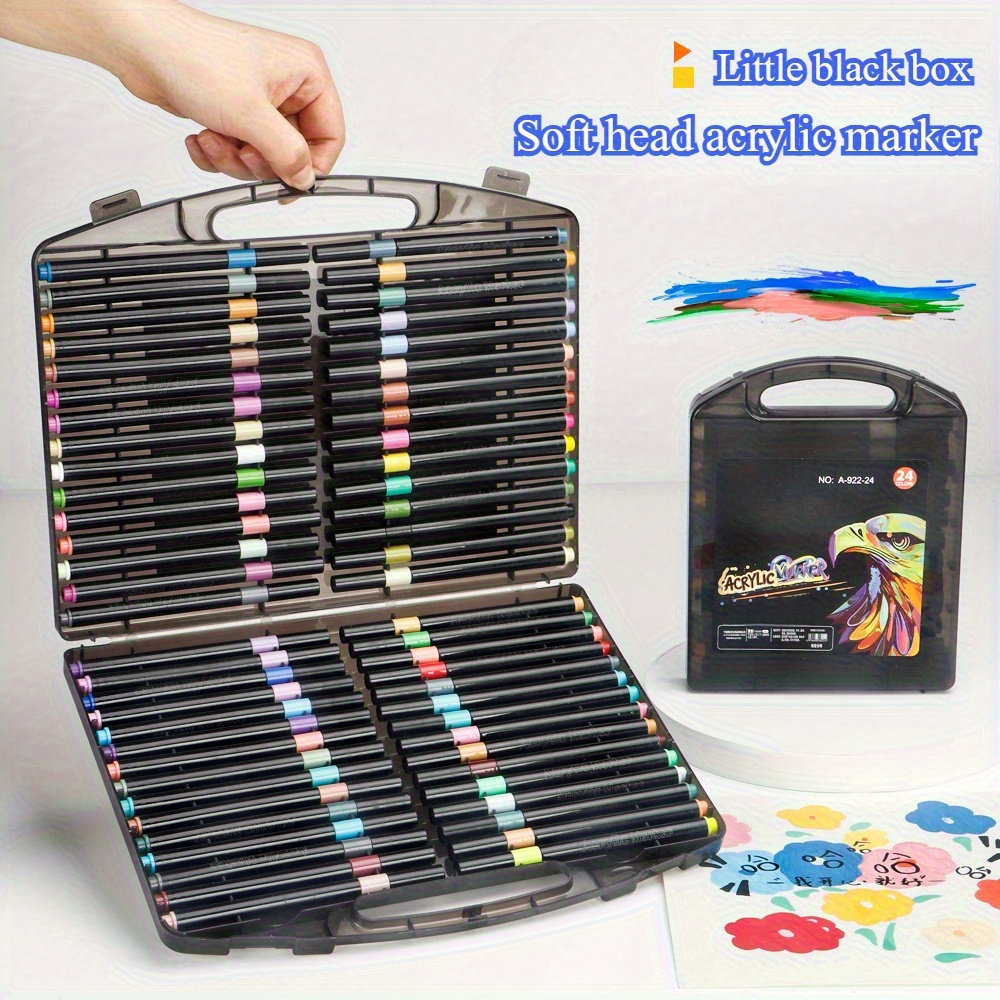 12/24/36/48 kleuren waterbestendige acrylmarkers voor het beschilderen van hout en steen, ideaal voor doe-het-zelf kunstprojecten voor studenten, schoolbenodigdheden