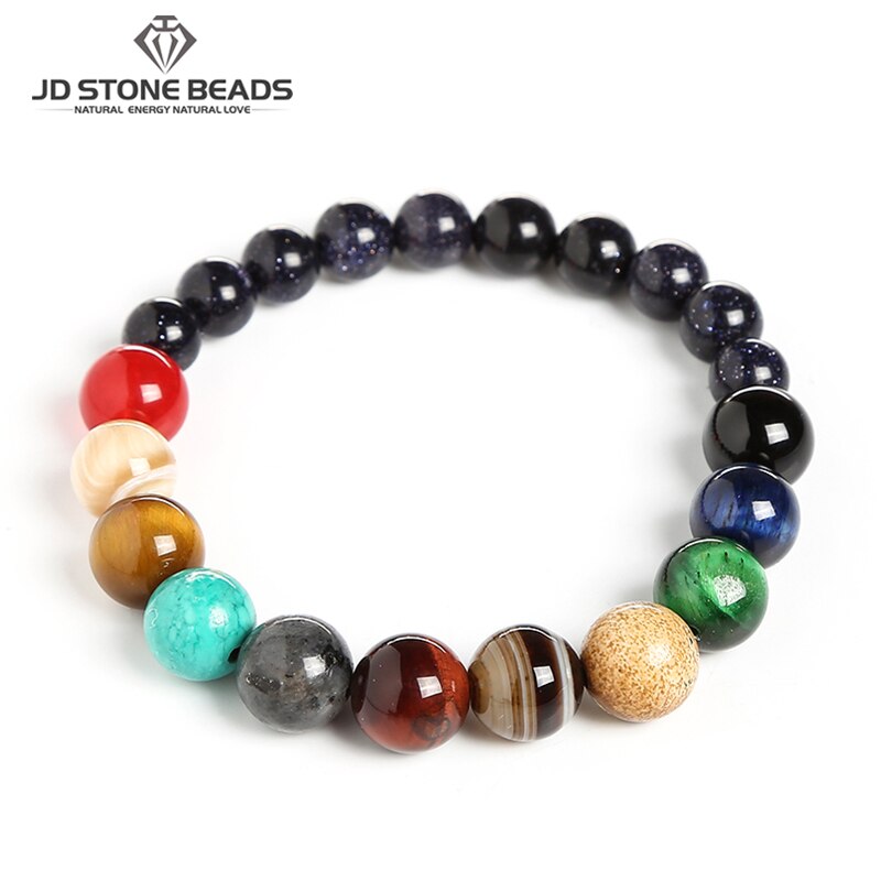 Handgemaakte Galaxy Acht Planeten Armbanden Blauwe Zandsteen Kralen Chakra Yoga Sieraden Voor Vrouwen Of Mannen Shippi