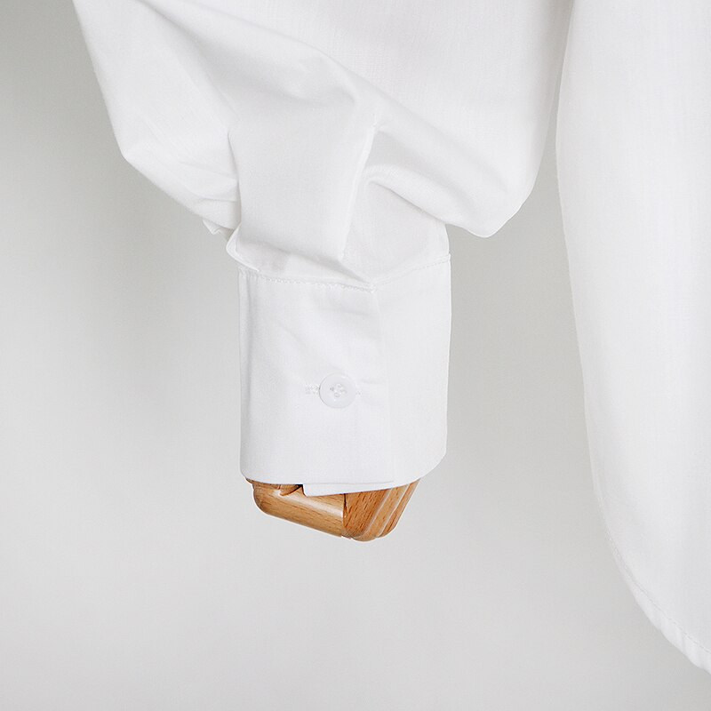TWOTWINSTYLE-Camiseta holgada blanca para mujer, blusa holgada minimalista de manga ancha con solapa, blusa informal de buena para mujer, Ropa nueva de de otoño