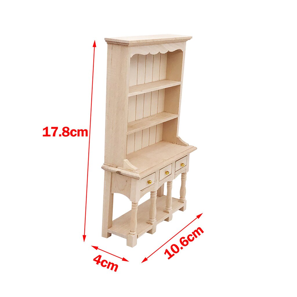 1/12 Mini Poppenhuis Boekenkast Houten Meubilair Kabinet Miniatuur Woonkamer Kinderen Speelgoed Poppenhuis Accessoires Simulatie Speelgoed T9 #